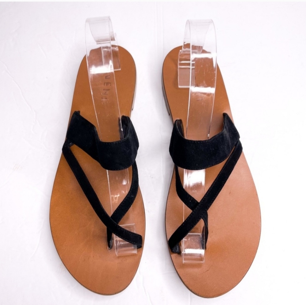 M.GEMI Black Suede Crossover Strap Sandal